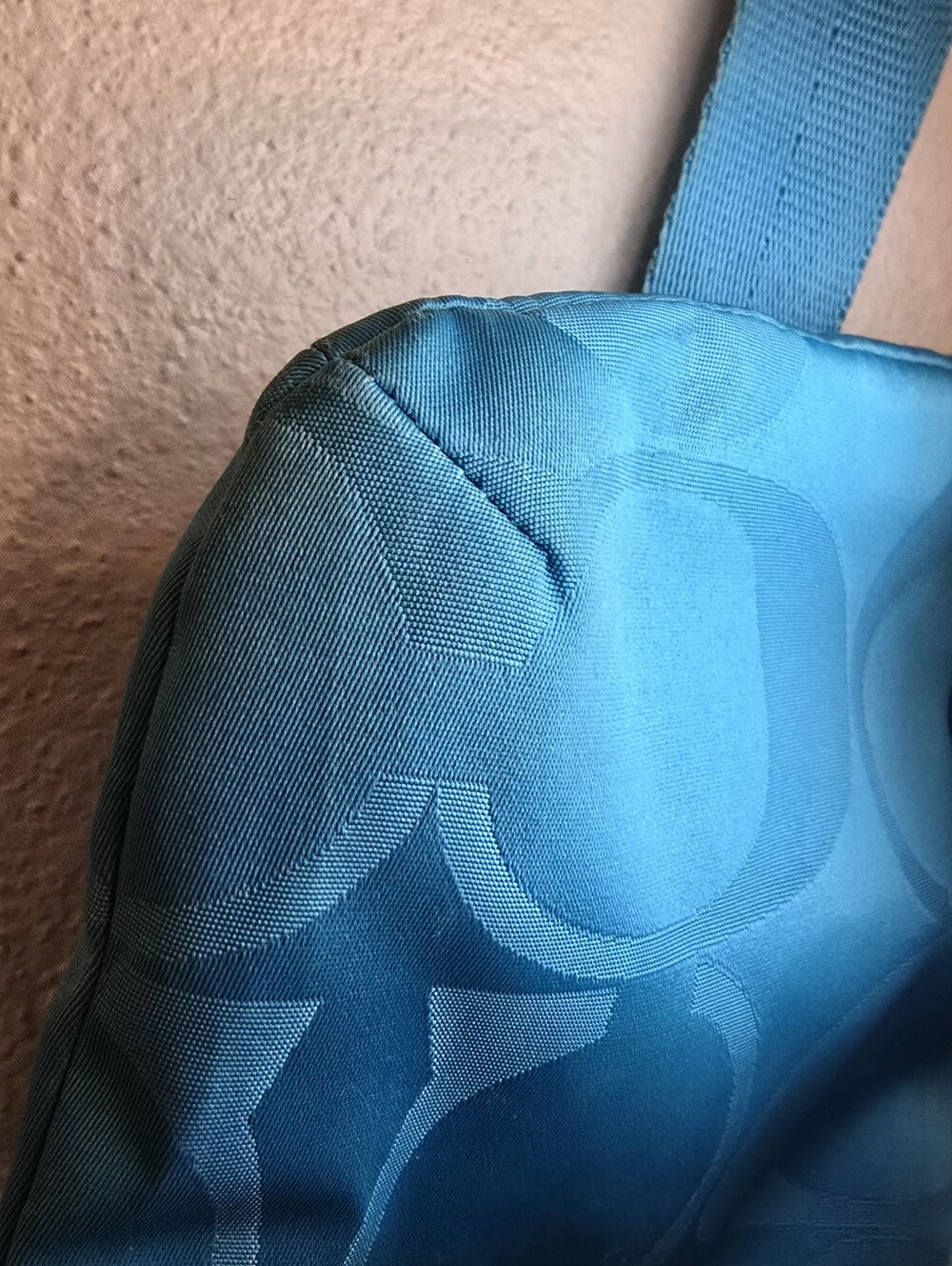 Coach Signature C Getaway File Crossbody Slim Bag Purse Teal Blue Nylon #F77408 - Picture 13 of 16
